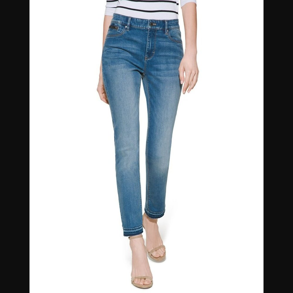 WHBM High-Rise Slim Crop Jeans With Released Hem
